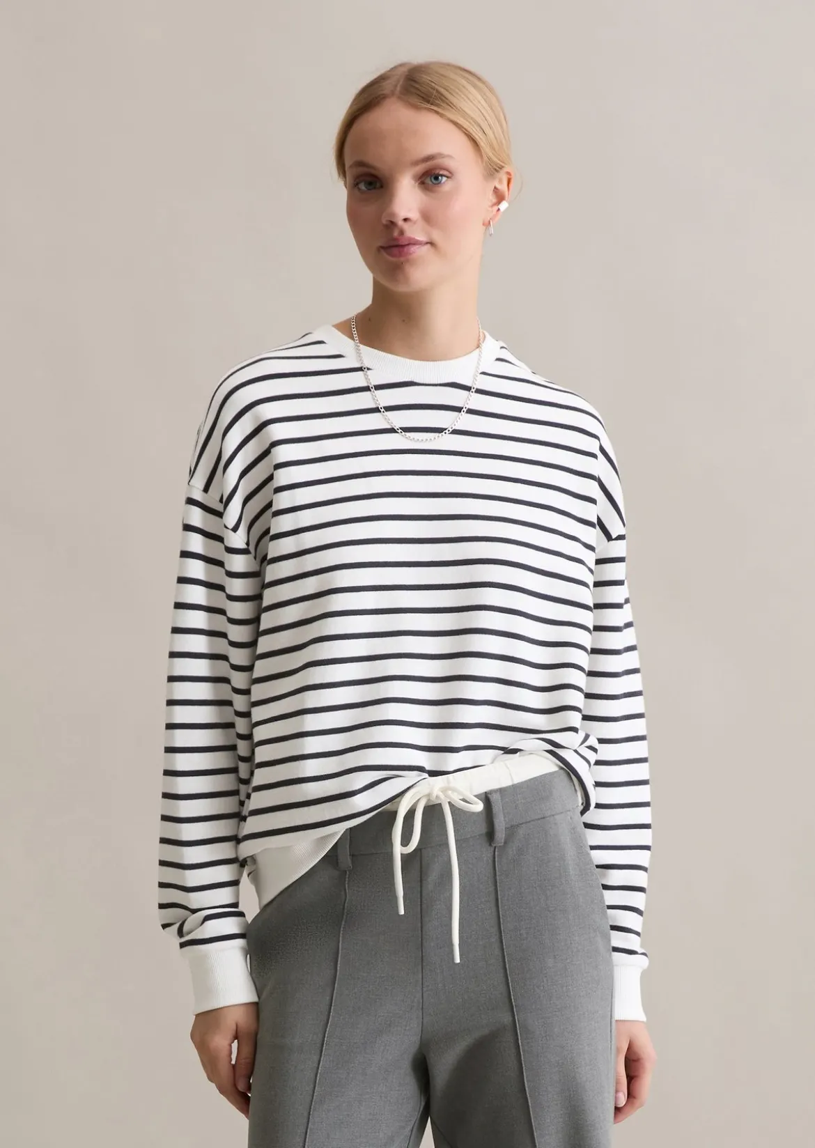 Streifen-Sweatshirt oversize aus reinem Organic Cotton