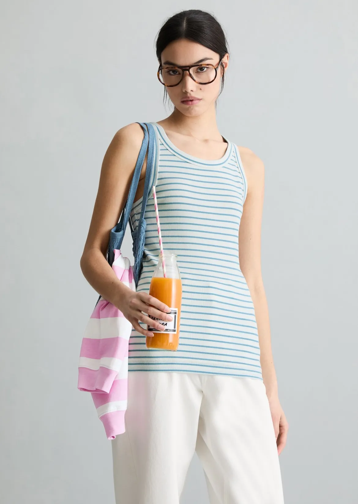 Streifen-Tanktop slim aus Organic Cotton