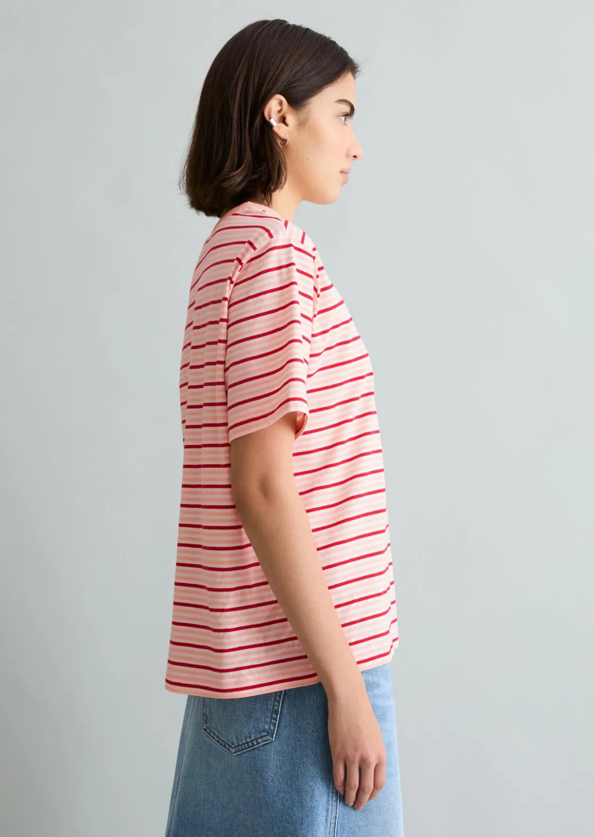Streifen-T-Shirt relaxed aus Baumwoll-Single-Jersey