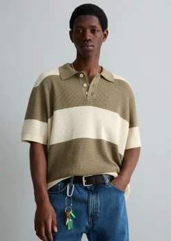 Strick Poloshirt regular mit Waffelstruktur