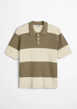 Strick Poloshirt regular mit Waffelstruktur