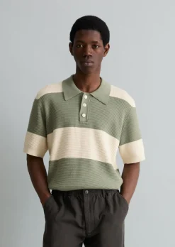 Strick Poloshirt regular mit Waffelstruktur