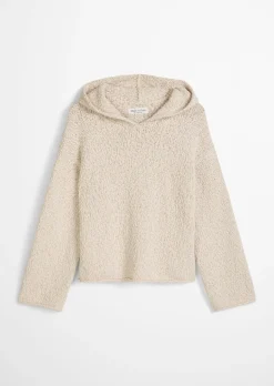 Strick-Hoodie loose cropped aus Organic-Cotton-Mix-Slub