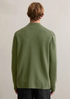 Strickjacke loose mit Reißverschluss und Polokragen
