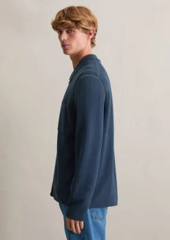 Strickjacke loose mit Reißverschluss und Polokragen