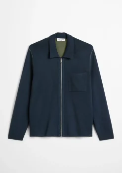 Strickjacke loose mit Reißverschluss und Polokragen