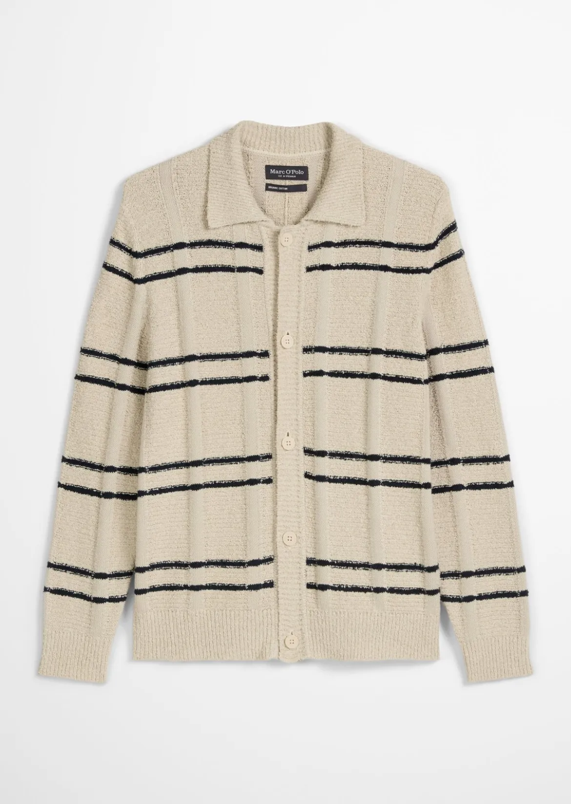 Strickjacke mit Kragen regular mit spannendem Struktur-Mix
