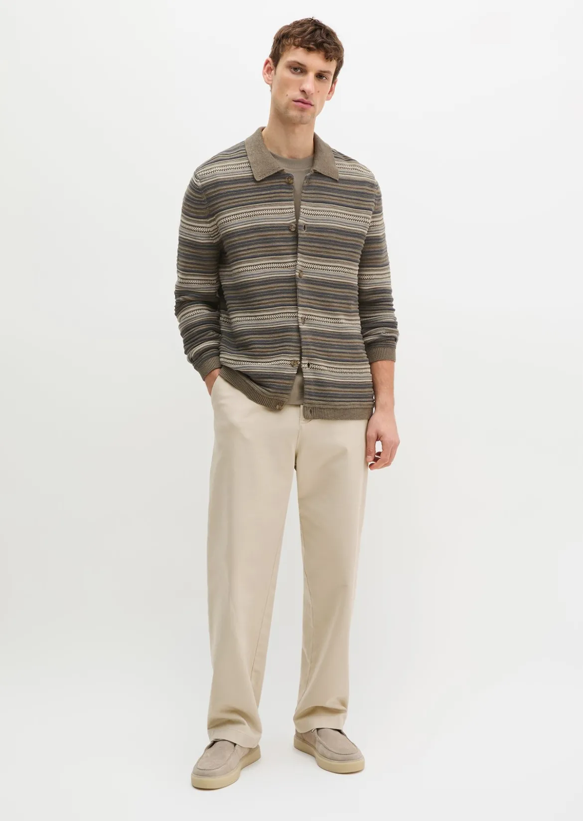 Strickjacke regular aus Bio-Baumwolle und Leinen
