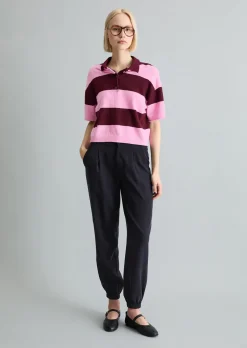 Strick-Poloshirt regular aus Crinkled Organic Cotton-Mix