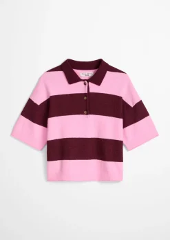 Strick-Poloshirt regular aus Crinkled Organic Cotton-Mix