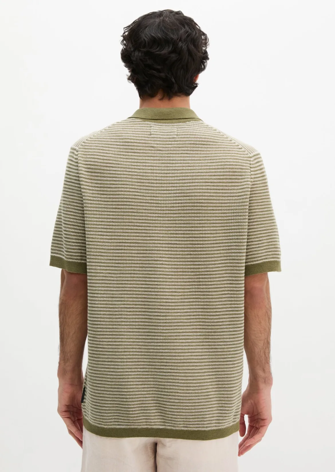 Strick-Poloshirt regular aus Bio-Baumwolle und Leinen