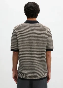 Strick-Poloshirt regular aus Bio-Baumwolle und Leinen