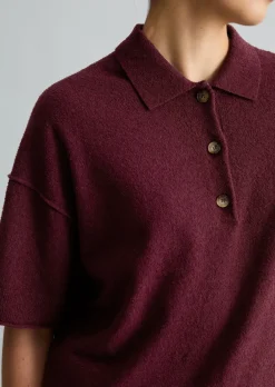 Strick-Poloshirt regular aus Crinkled Organic Cotton-Mix