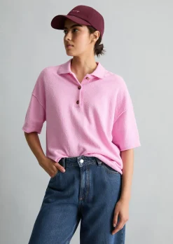 Strick-Poloshirt regular aus Crinkled Organic Cotton-Mix