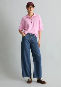 Strick-Poloshirt regular aus Crinkled Organic Cotton-Mix