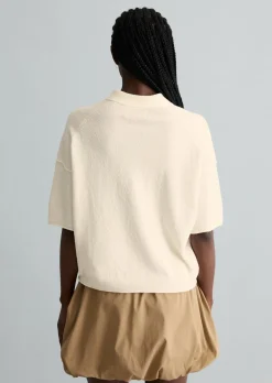 Strick-Poloshirt regular aus Crinkled Organic Cotton-Mix
