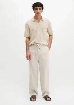 Strick-Poloshirt regular aus Bio-Baumwolle und Leinen