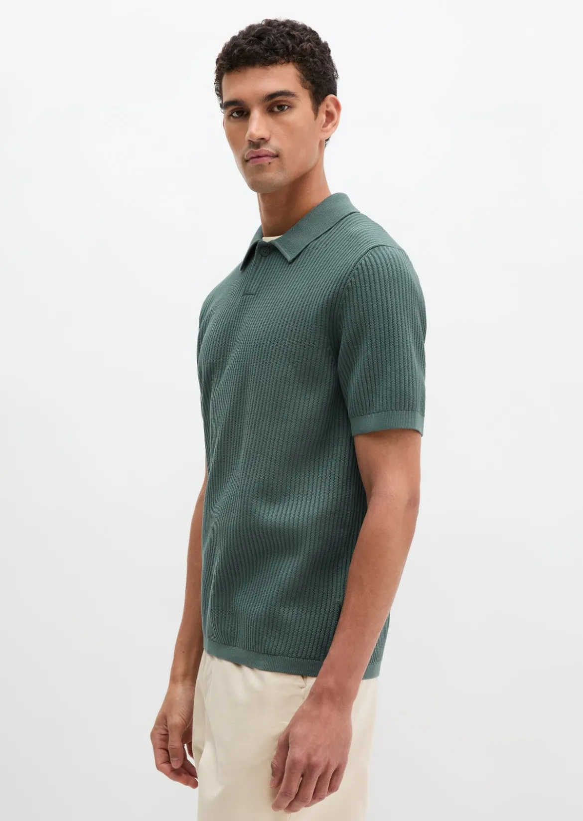 Strick-Poloshirt regular aus reiner Bio-Baumwolle