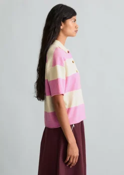 Strick-Poloshirt regular aus Crinkled Organic Cotton-Mix