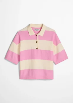 Strick-Poloshirt regular aus Crinkled Organic Cotton-Mix