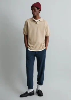 Strick-Poloshirt regular mit feiner Rippstruktur