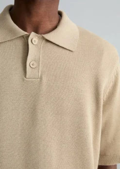 Strick-Poloshirt regular mit feiner Rippstruktur