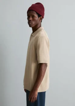 Strick-Poloshirt regular mit feiner Rippstruktur