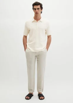 Strick-Poloshirt regular mit vertikaler Strickstruktur