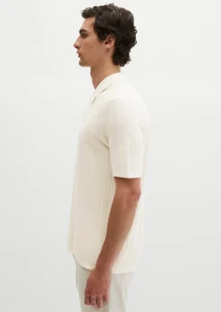 Strick-Poloshirt regular mit vertikaler Strickstruktur