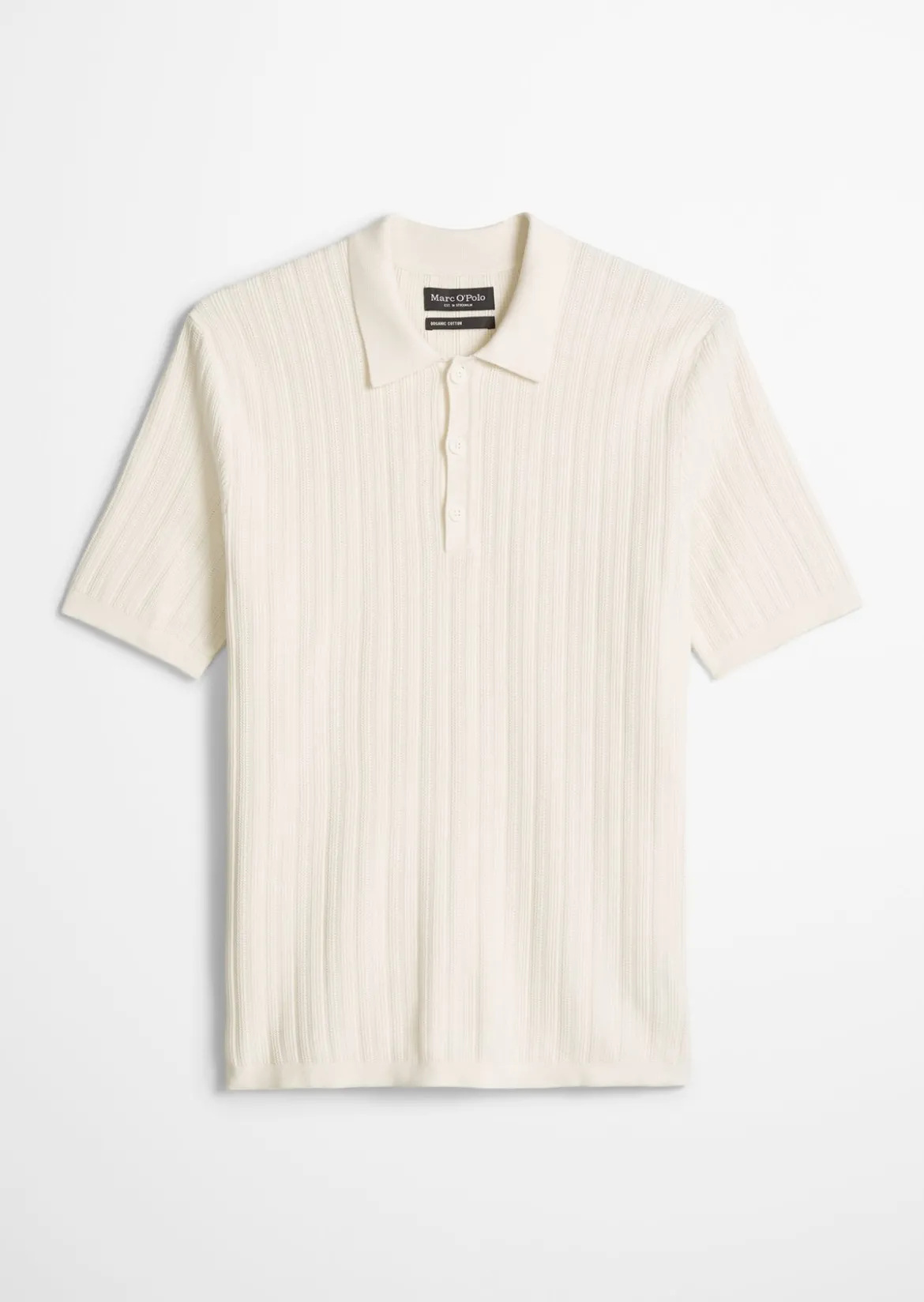 Strick-Poloshirt regular mit vertikaler Strickstruktur