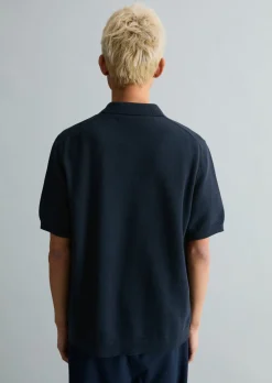 Strick-Poloshirt regular mit feiner Rippstruktur