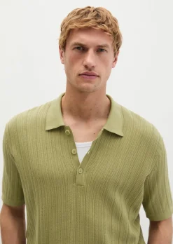 Strick-Poloshirt regular mit vertikaler Strickstruktur