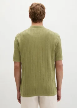 Strick-Poloshirt regular mit vertikaler Strickstruktur