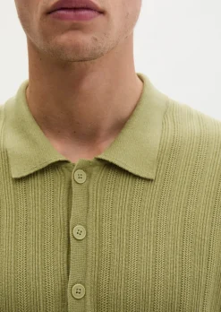 Strick-Poloshirt regular mit vertikaler Strickstruktur