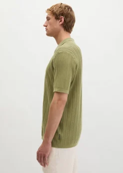 Strick-Poloshirt regular mit vertikaler Strickstruktur