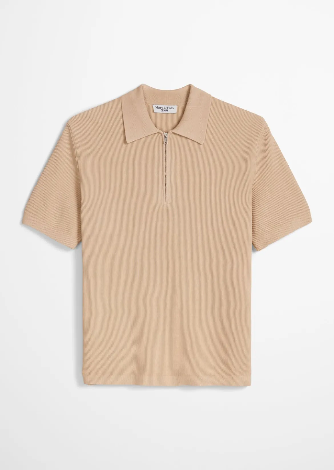 Strick-Poloshirt regular mit feiner Rippstruktur