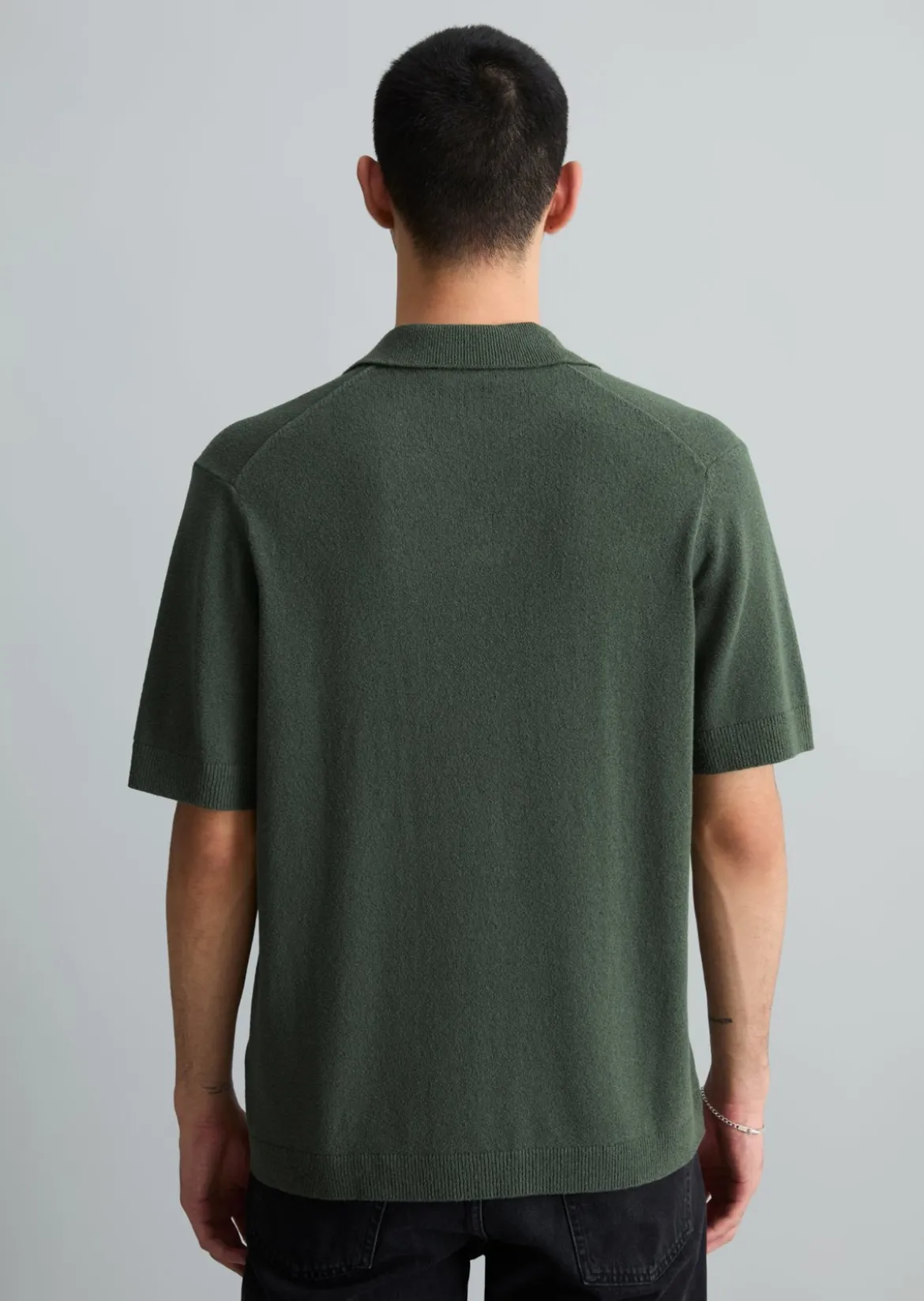 Strick-Poloshirt relaxed aus strukturiertem Bio-Baumwoll-Mix