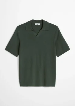 Strick-Poloshirt relaxed aus strukturiertem Bio-Baumwoll-Mix