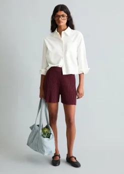 Strickshorts slim aus geripptem Organic Cotton-Mix