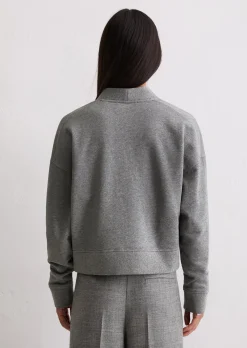 Sweat-Cardigan relaxed mit Rippstrick-Bund