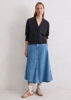 Sweat-Cardigan relaxed mit Rippstrick-Bund