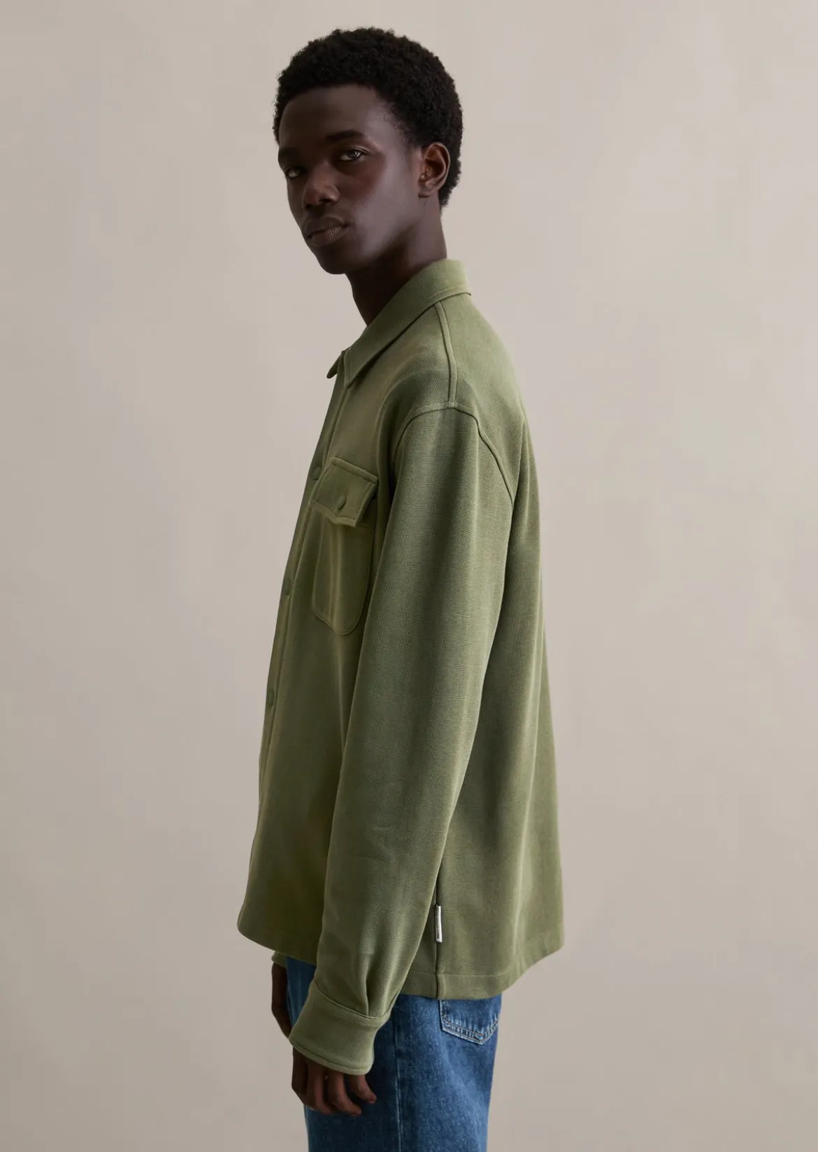Sweat-Overshirt relaxed aus Bio-Baumwolle mit feiner Struktur