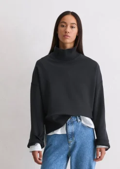Sweatshirt relaxed mit breitem Rippstrick-Bund