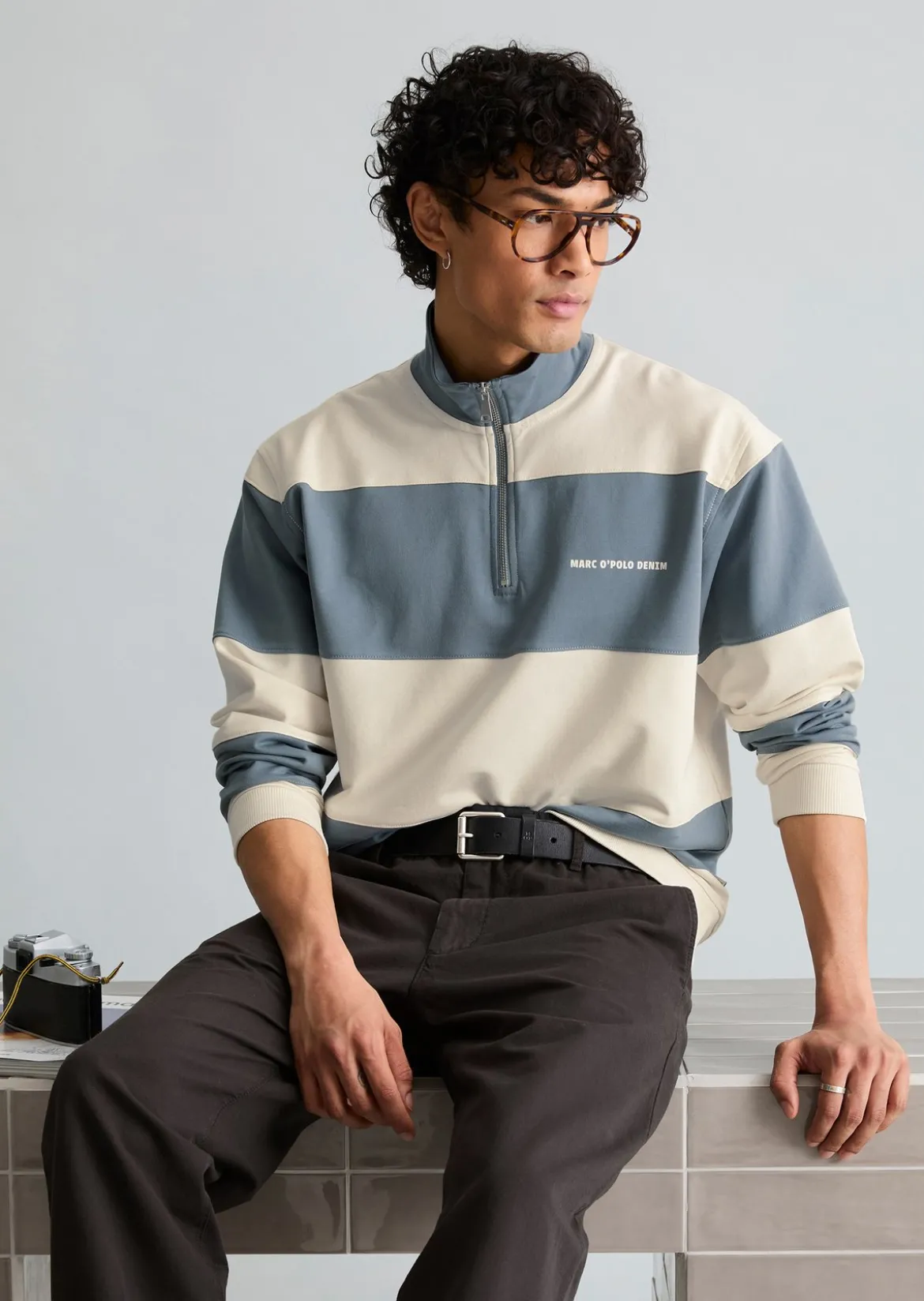 Sweat-Troyer relaxed mit Cut-&-Sew-Blockstreifen