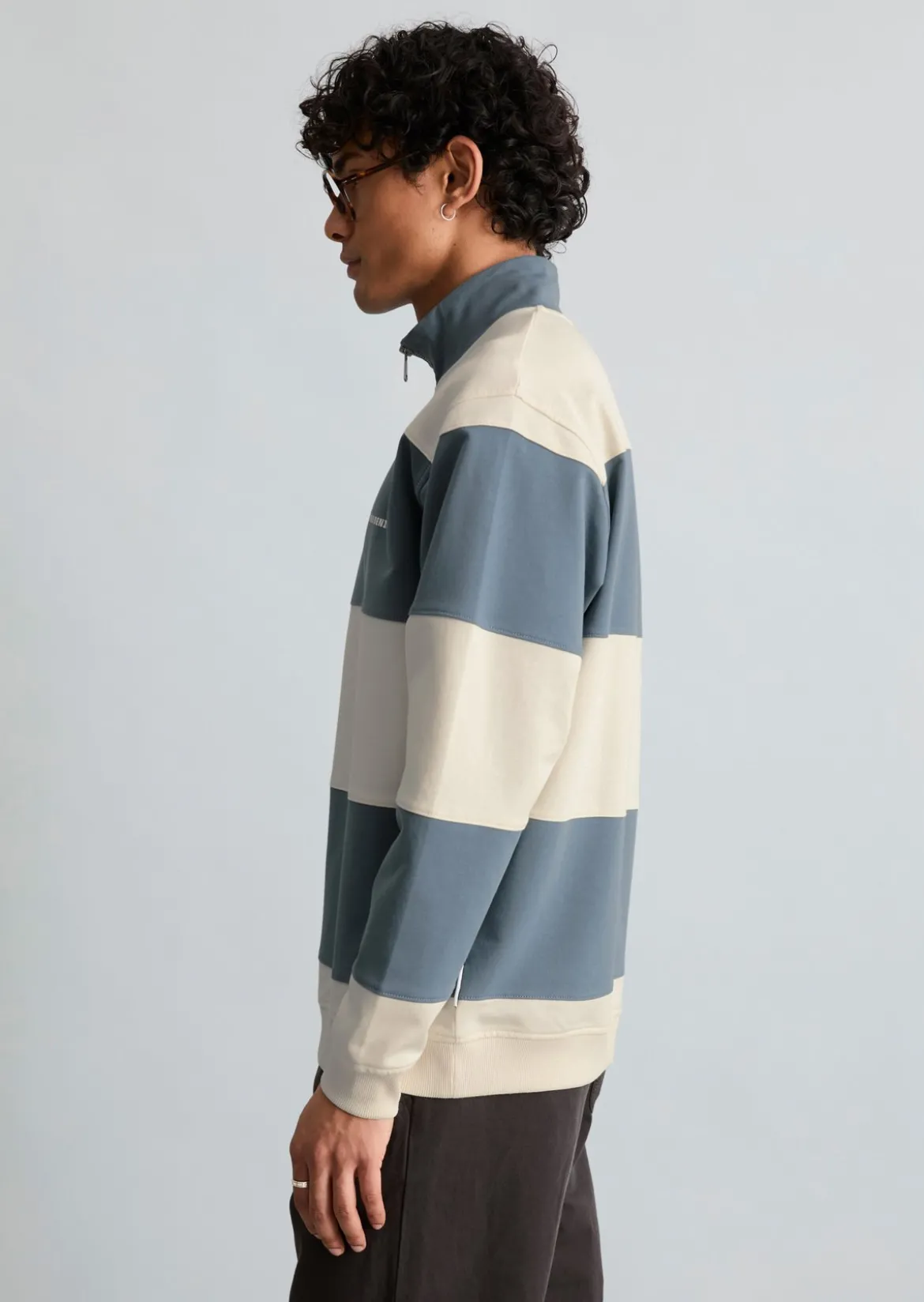 Sweat-Troyer relaxed mit Cut-&-Sew-Blockstreifen