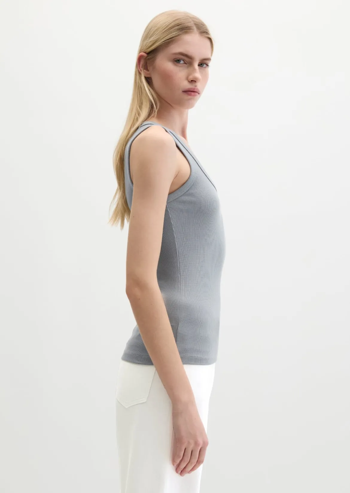 Tanktop regular aus elastischem Rippjersey