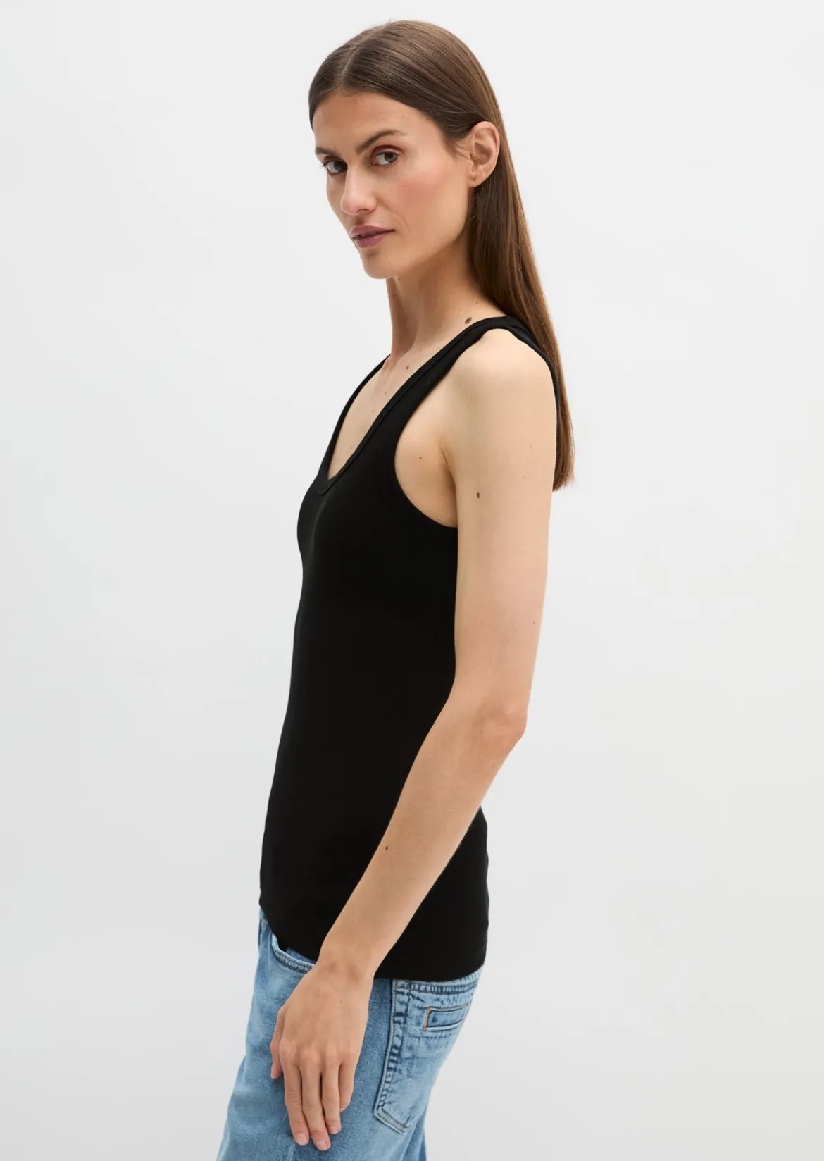 Tanktop regular aus elastischem Rippjersey