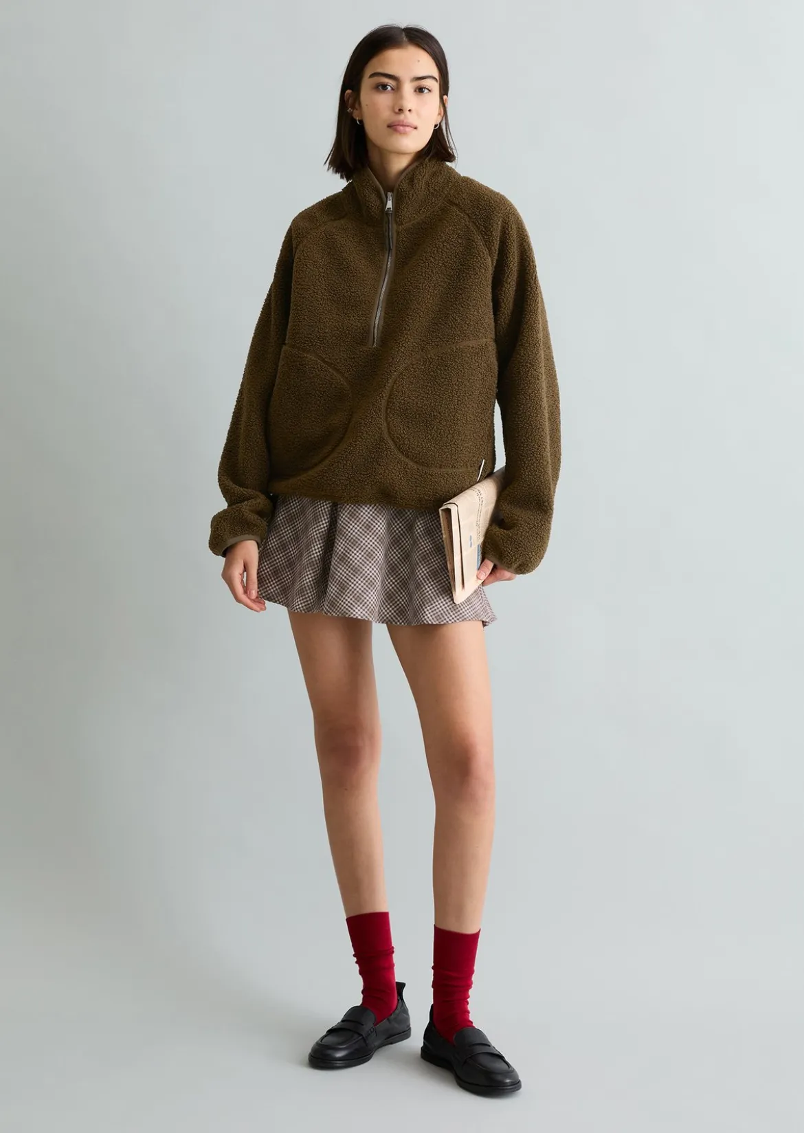 Teddy-Sweatshirt relaxed aus recyceltem Polyester