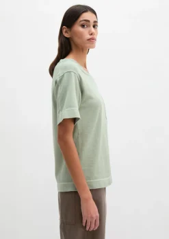 T-Shirt loose mit aufgesetzter Satin-Tasche