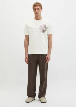 T-Shirt loose mit floralem Brustprint